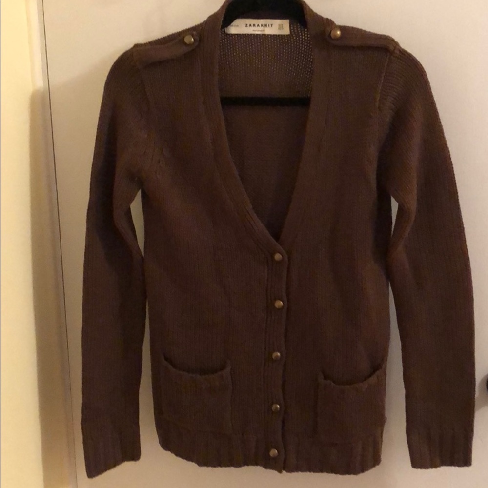 Zara knit brown cardigan
